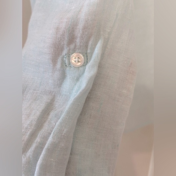 Lilly Pulitzer 100% Linen Long Sleeve Popover Top Size Medium‎ Seafoam Green - Picture 5 of 8